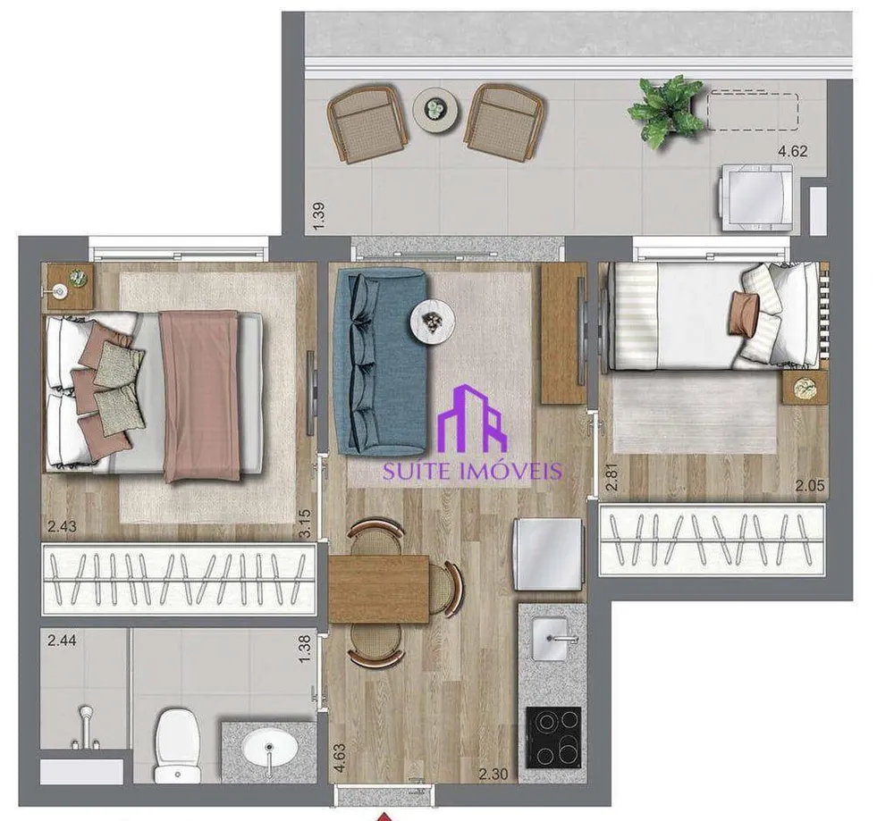 Apartamento, 2 quartos, 56 m² - Foto 2