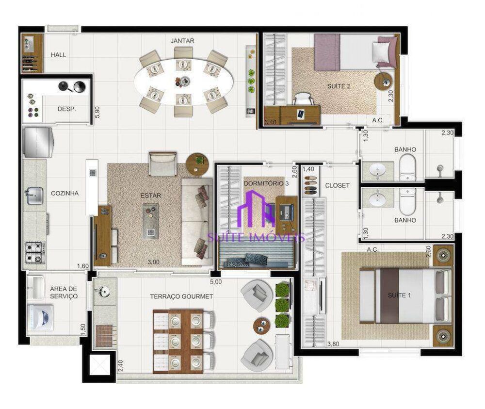 Apartamento, 2 quartos, 142 m² - Foto 3