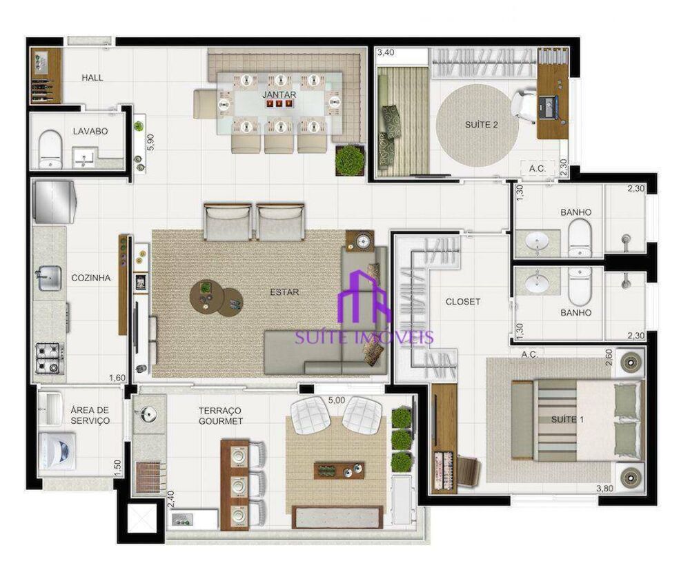 Apartamento, 2 quartos, 142 m² - Foto 2