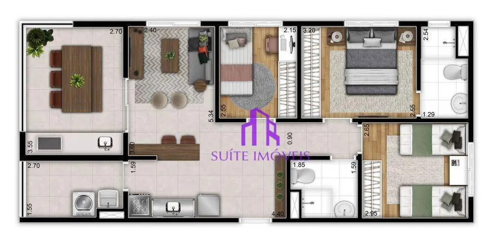 Apartamento, 3 quartos, 71 m² - Foto 3