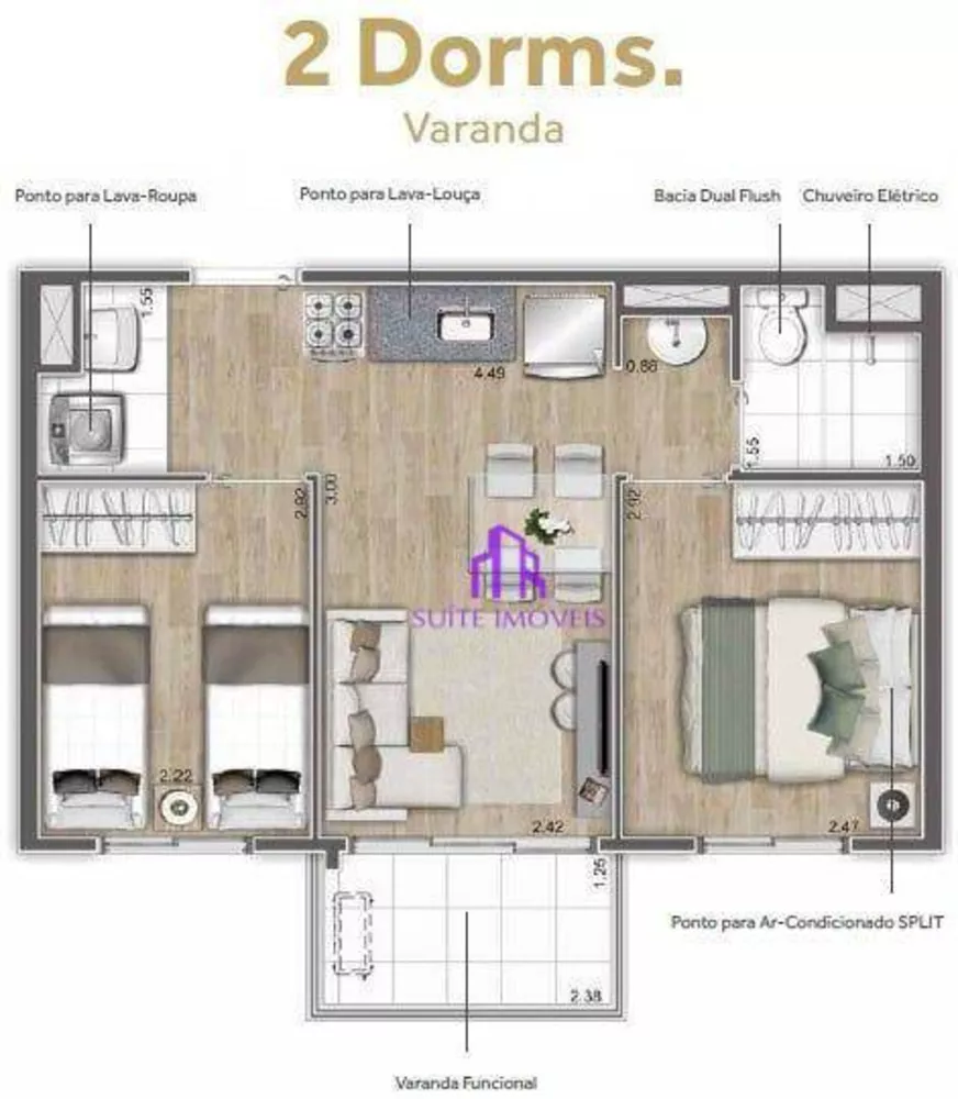 Apartamento à venda com 2 quartos, 39m² - Foto 1