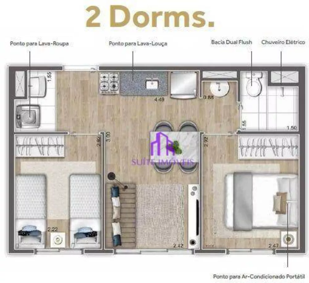 Apartamento à venda com 2 quartos, 39m² - Foto 3