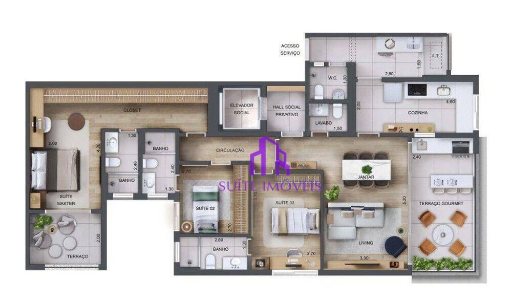 Apartamento, 3 quartos, 96 m² - Foto 3