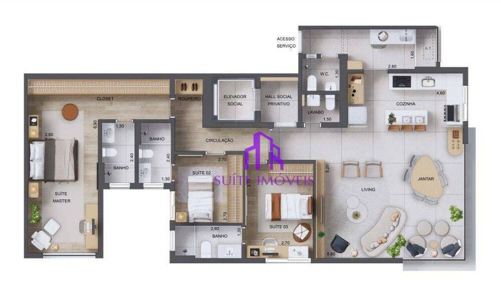 Apartamento, 3 quartos, 96 m² - Foto 1