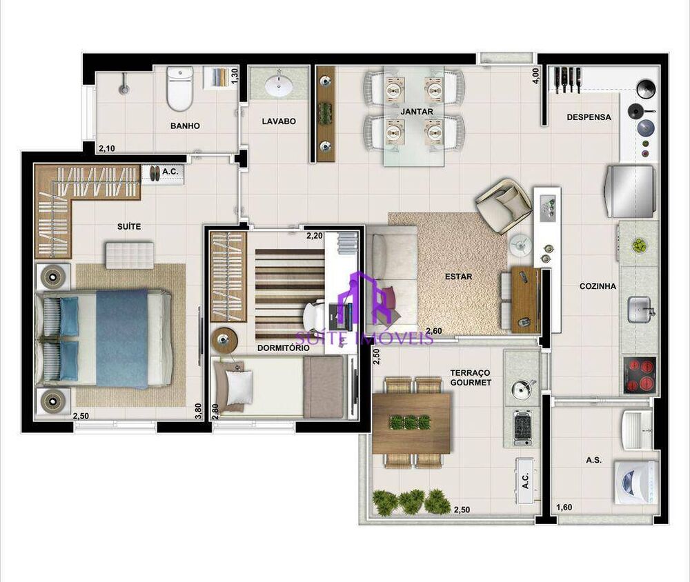 Apartamento, 2 quartos, 58 m² - Foto 3
