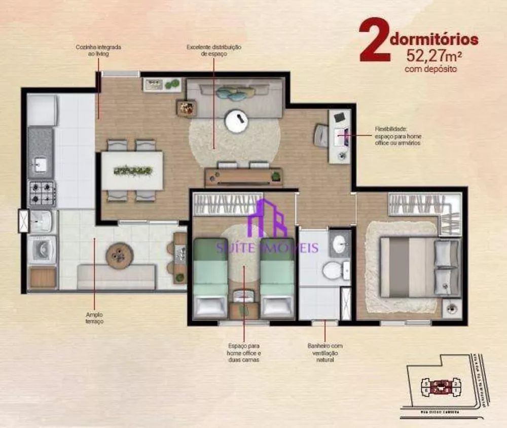 Apartamento à venda com 3 quartos, 67m² - Foto 1