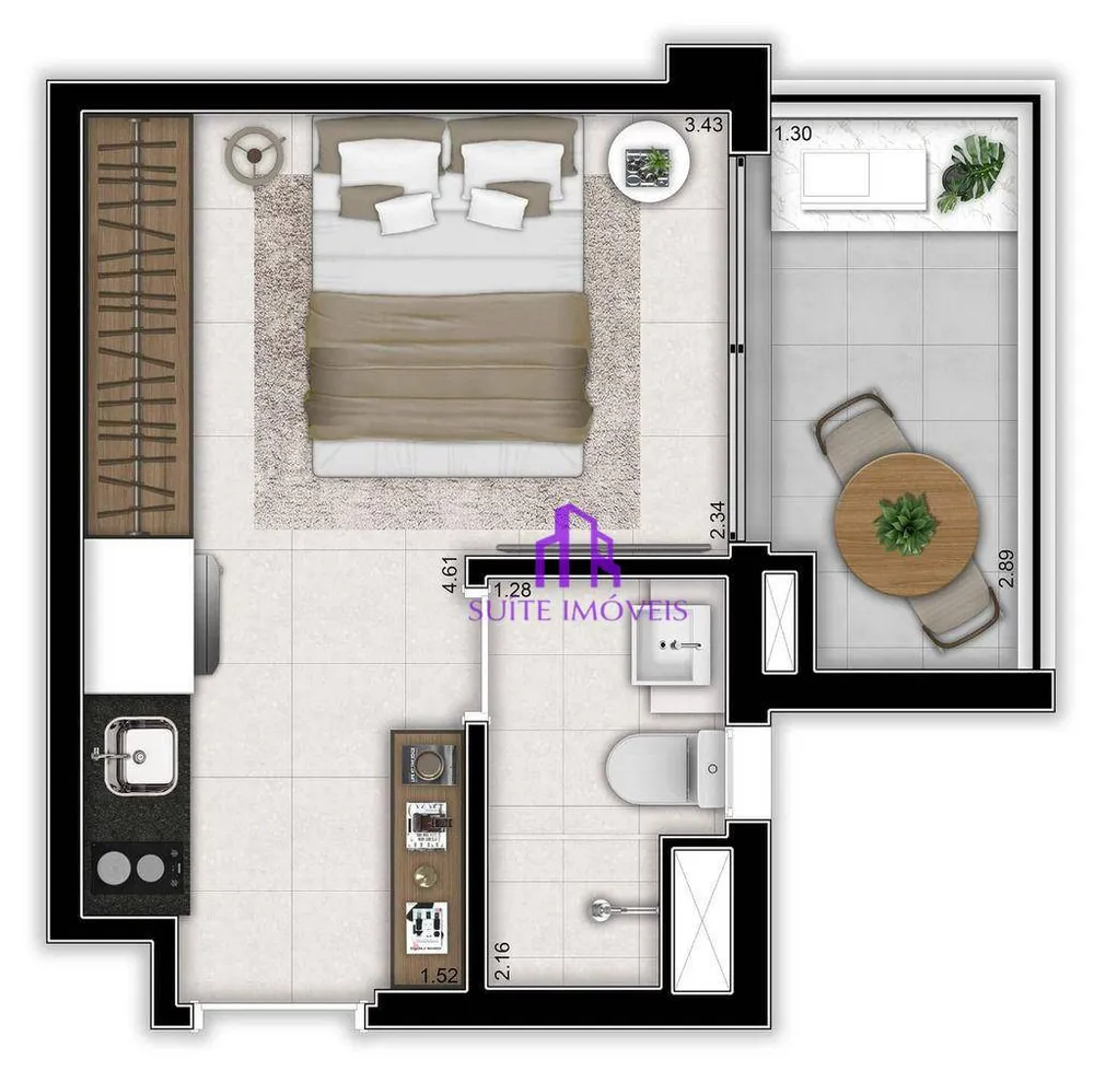 Kitnet-Studio, 24 m² - Foto 3