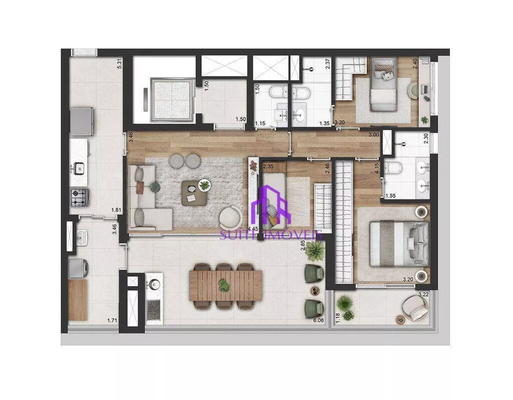 Apartamento à venda com 4 quartos, 177m² - Foto 4