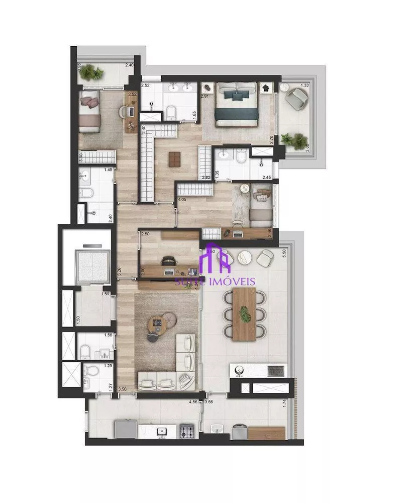 Apartamento à venda com 4 quartos, 177m² - Foto 2