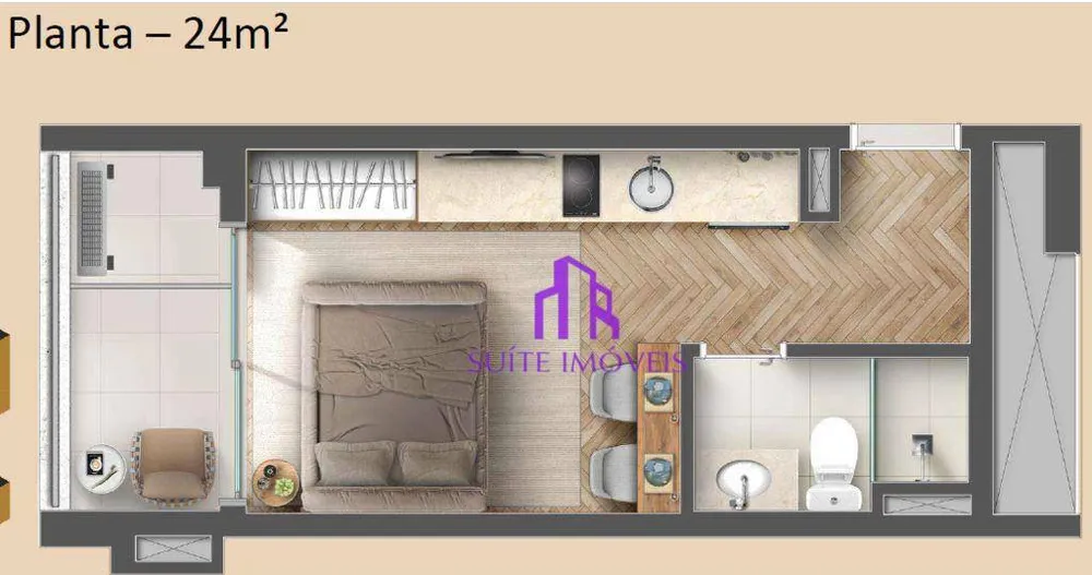 Kitnet-Studio, 25 m² - Foto 3