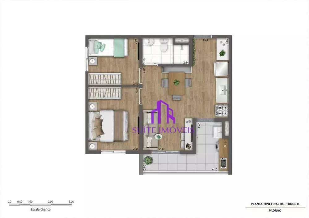 Apartamento à venda com 2 quartos, 37m² - Foto 3