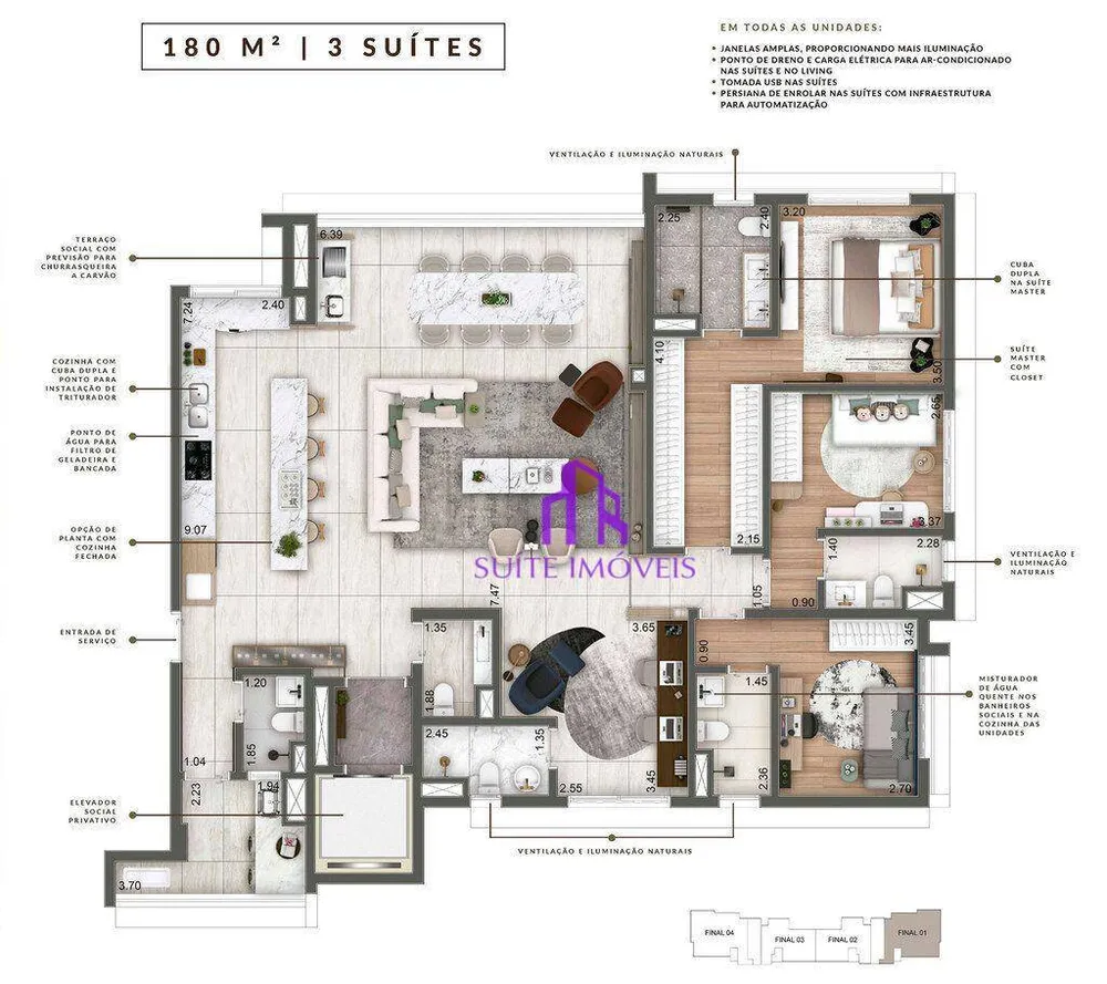 Apartamento, 4 quartos, 180 m² - Foto 3