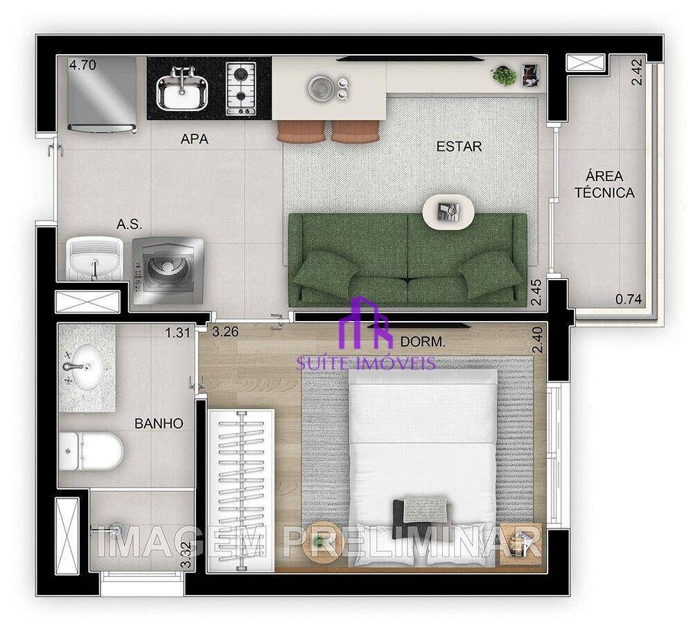 Apartamento, 1 quarto, 28 m² - Foto 1