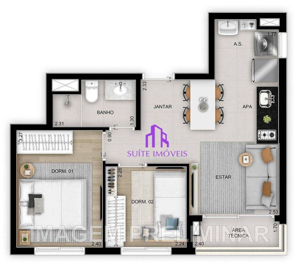 Apartamento, 1 quarto, 28 m² - Foto 3