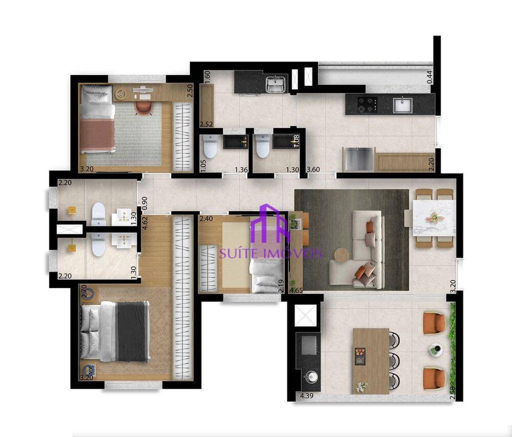 Apartamento à venda com 3 quartos, 94m² - Foto 3