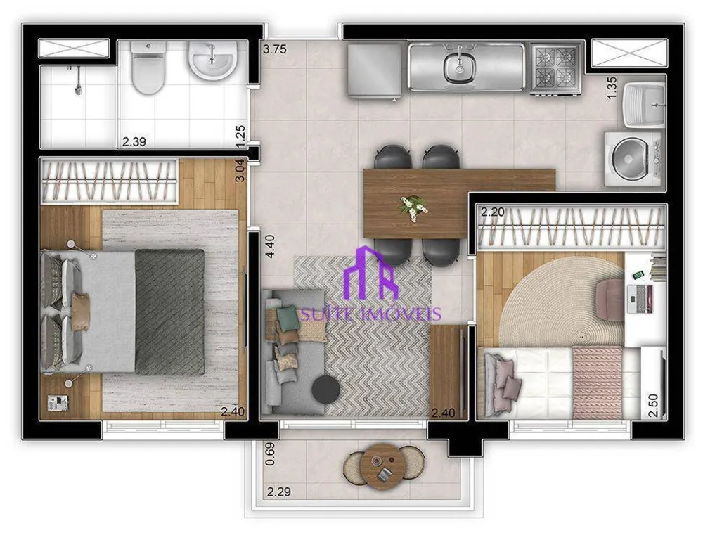 Apartamento, 2 quartos, 50 m² - Foto 3