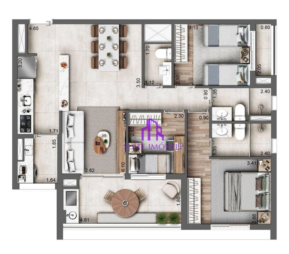Apartamento, 3 quartos, 106 m² - Foto 1