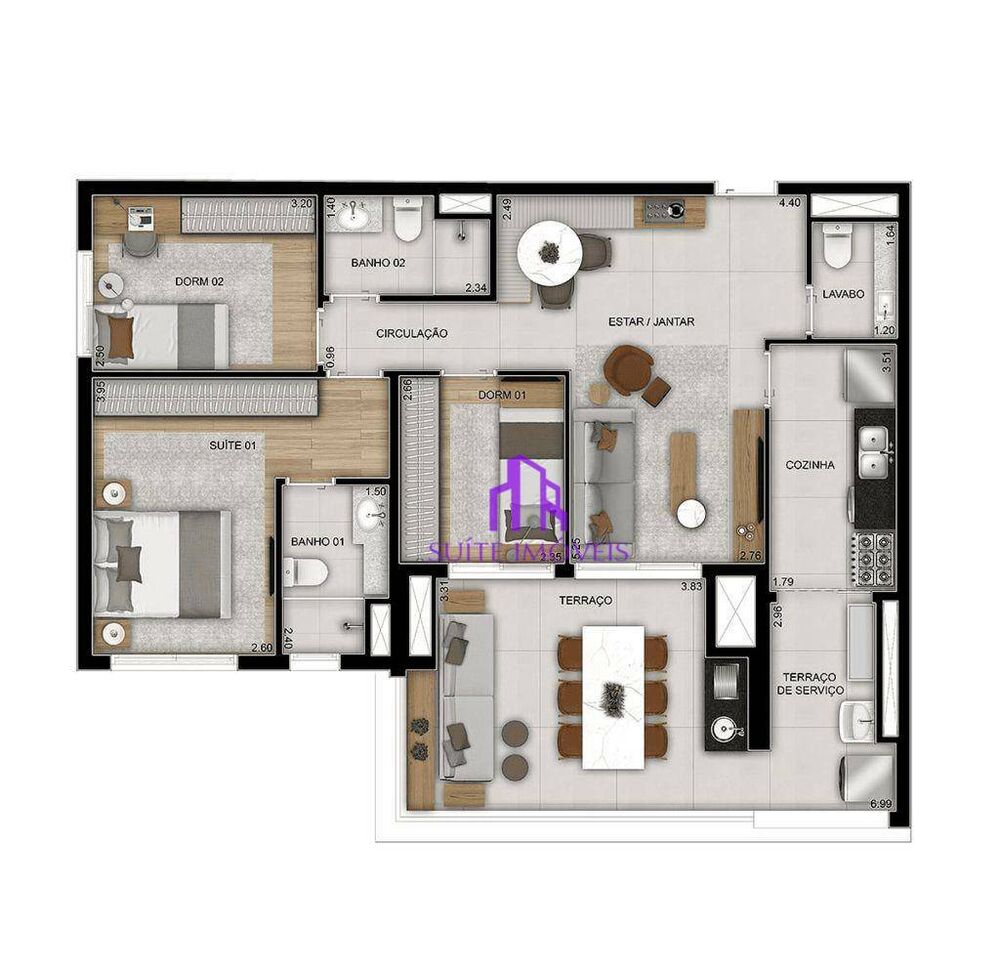 Apartamento, 3 quartos, 90 m² - Foto 1