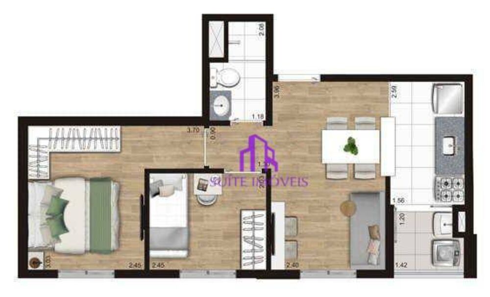 Apartamento à venda com 2 quartos, 37m² - Foto 2