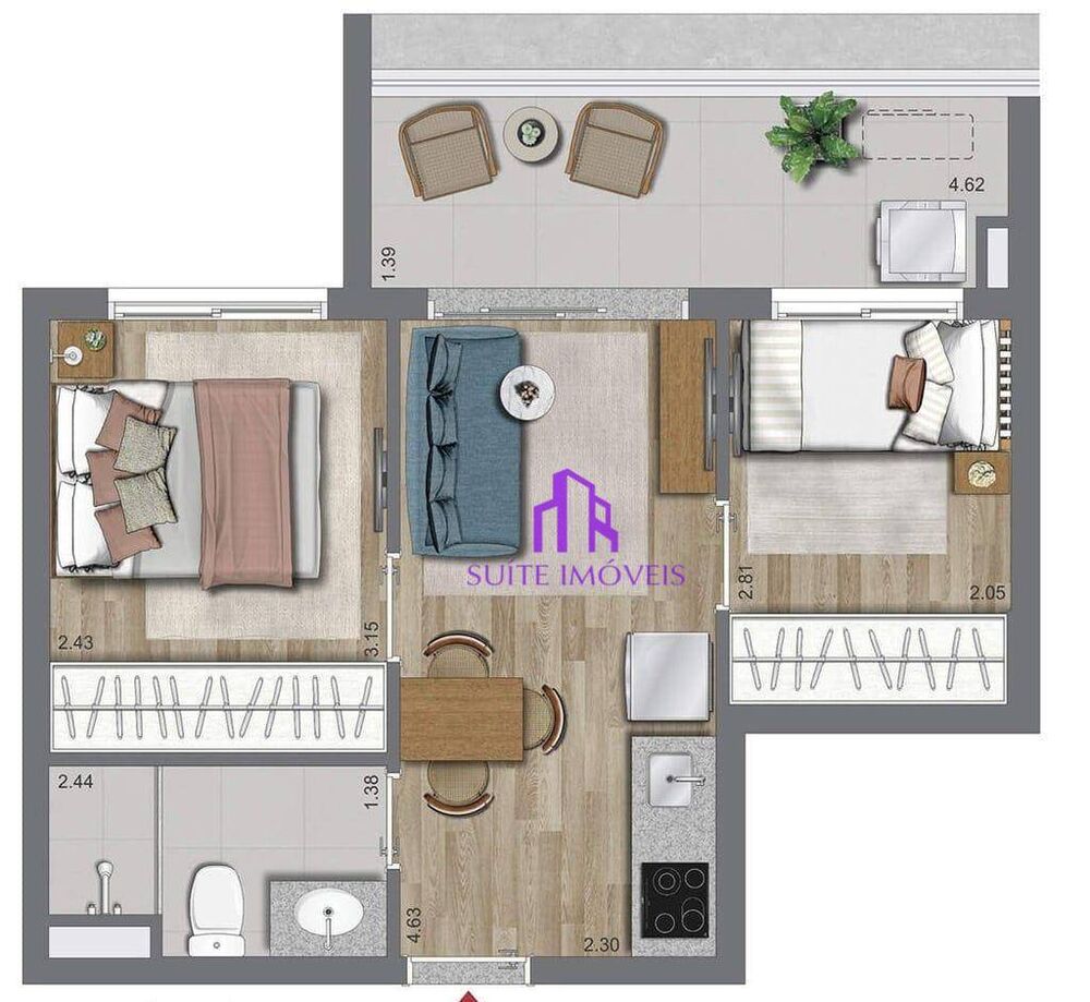 Apartamento, 2 quartos, 40 m² - Foto 2