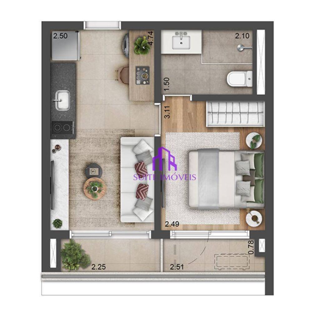 Apartamento, 1 quarto, 46 m² - Foto 2