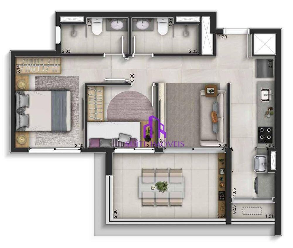 Apartamento, 2 quartos, 76 m² - Foto 3