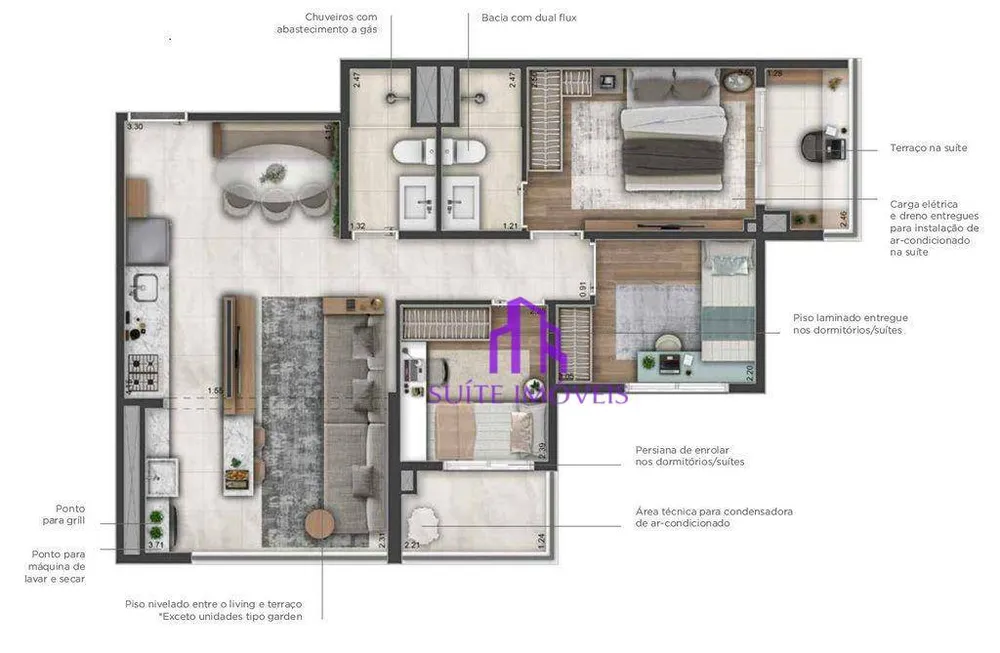 Apartamento, 2 quartos, 53 m² - Foto 2