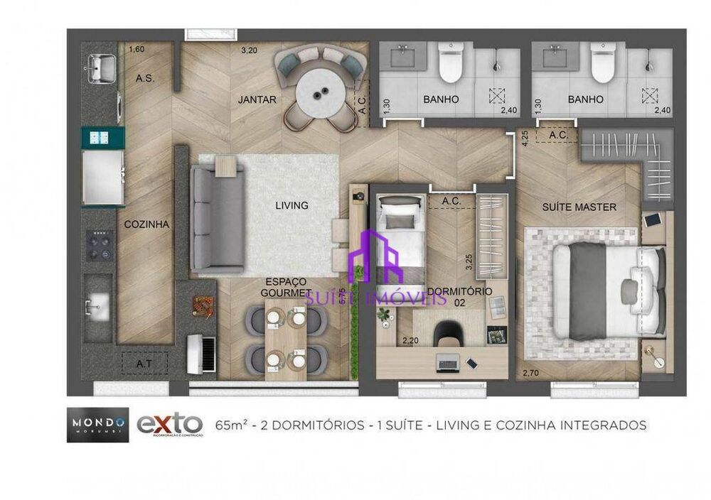 Apartamento, 2 quartos, 65 m² - Foto 3