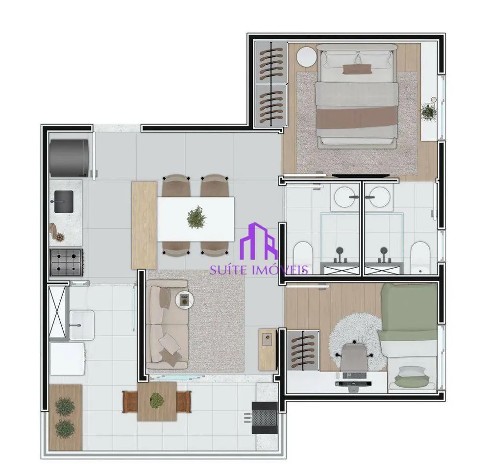 Apartamento, 2 quartos, 46 m² - Foto 2