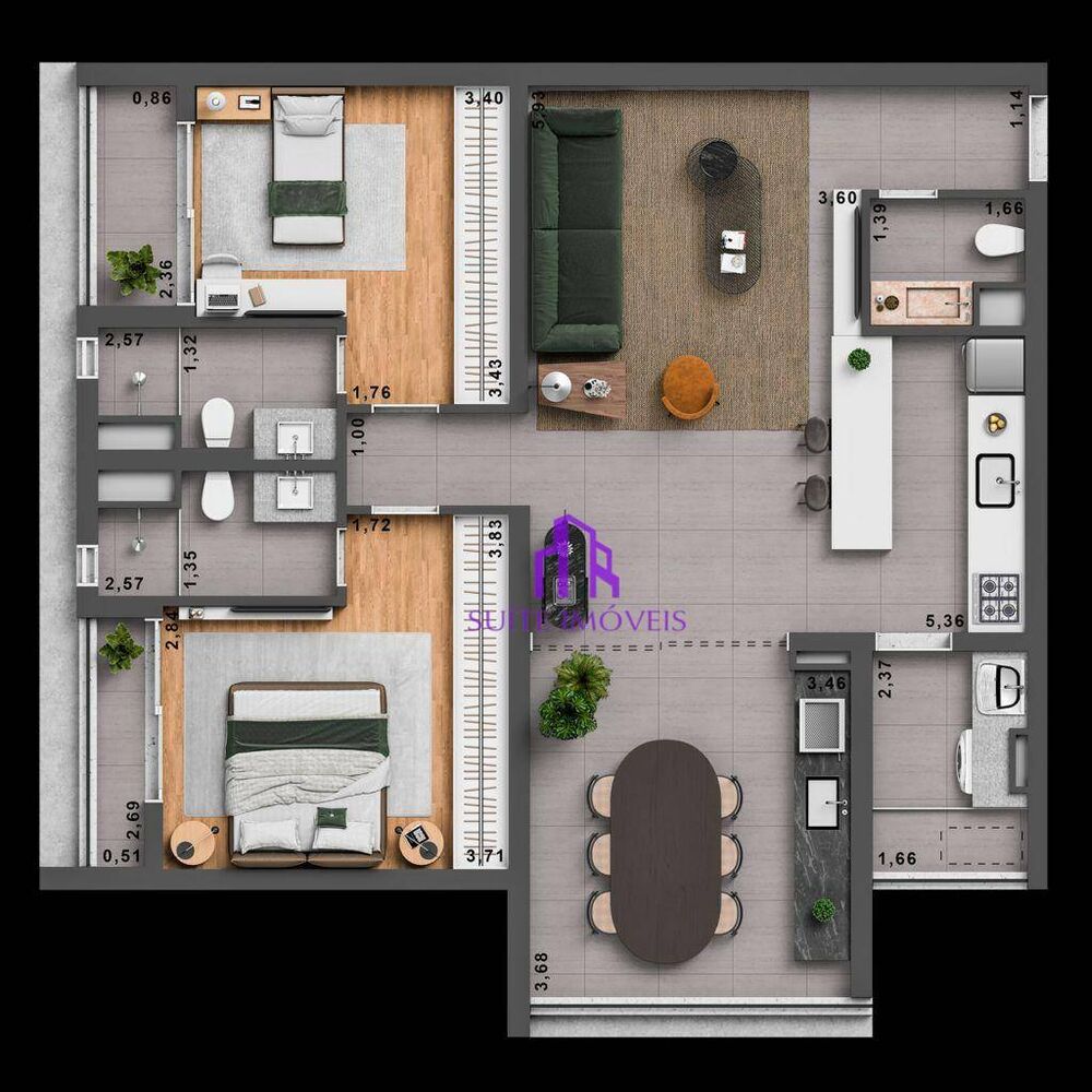 Apartamento, 2 quartos, 96 m² - Foto 2