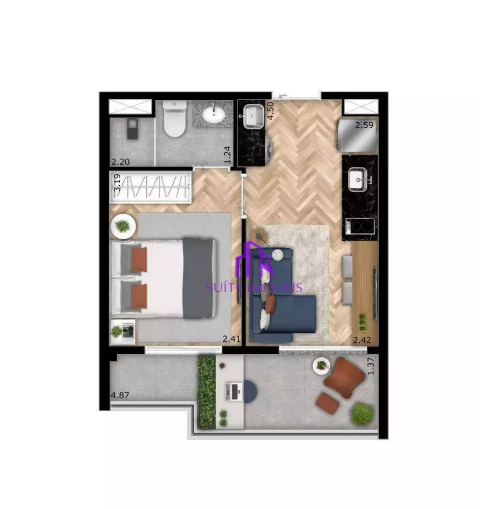 Apartamento à venda com 1 quarto, 31m² - Foto 3