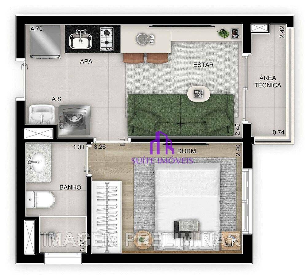 Apartamento, 2 quartos, 28 m² - Foto 1