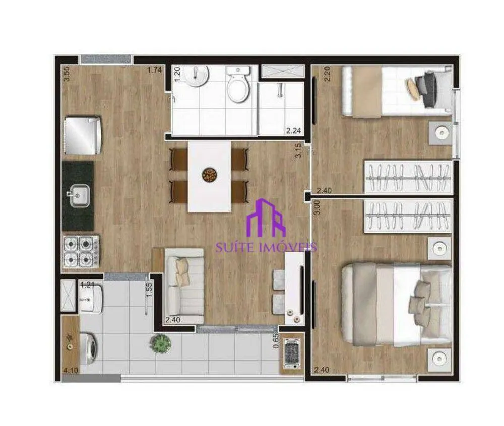 Apartamento, 2 quartos, 50 m² - Foto 2