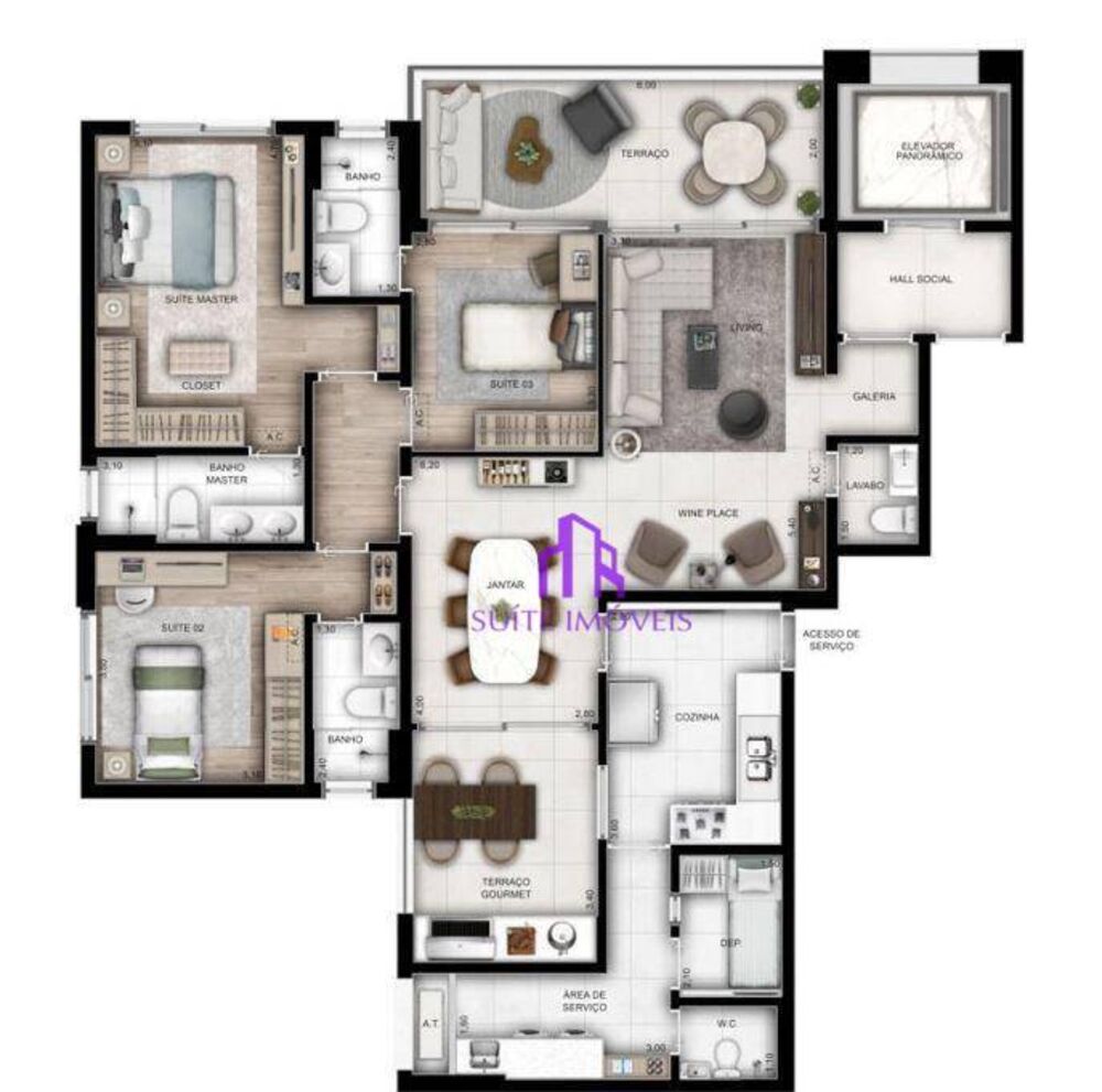 Apartamento, 3 quartos, 263 m² - Foto 2
