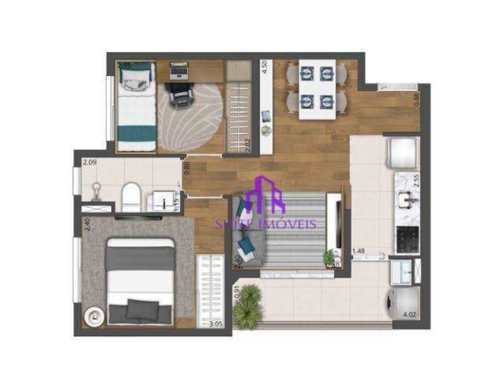 Apartamento, 2 quartos, 41 m² - Foto 2