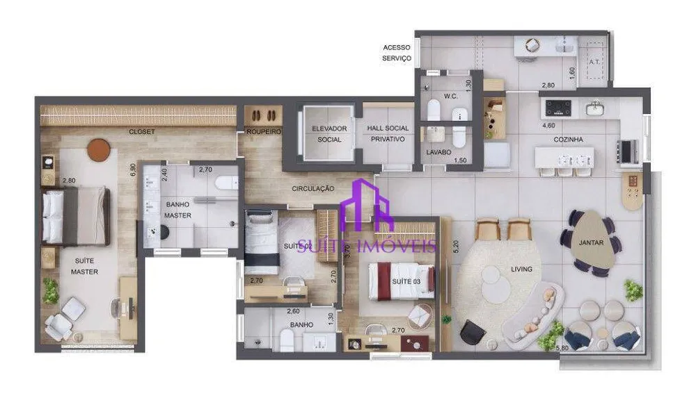 Apartamento, 3 quartos, 126 m² - Foto 2