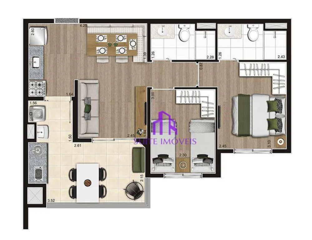 Apartamento, 2 quartos, 56 m² - Foto 2