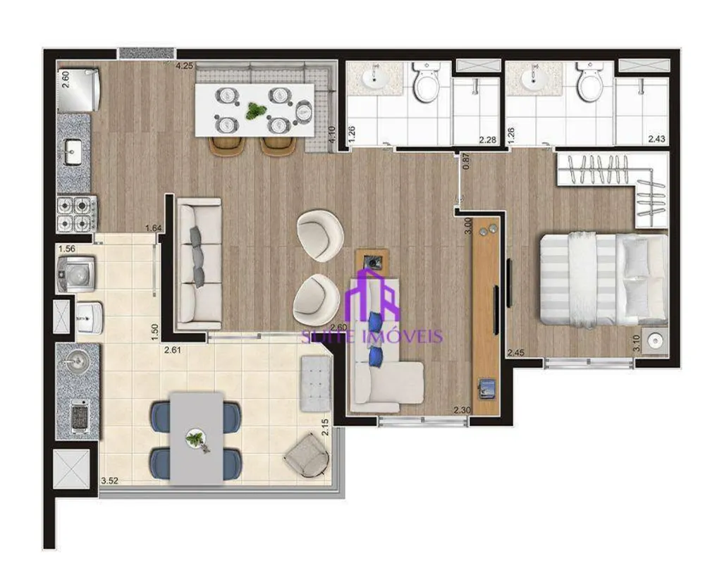 Apartamento, 2 quartos, 56 m² - Foto 3