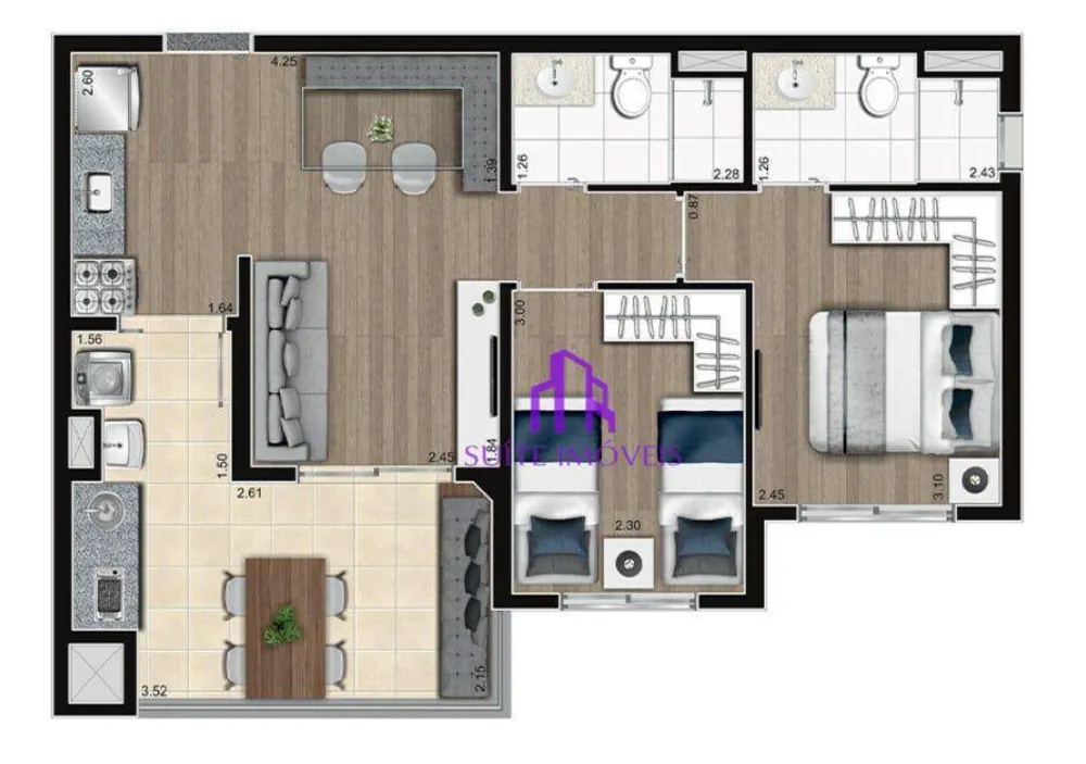 Apartamento, 2 quartos, 56 m² - Foto 1
