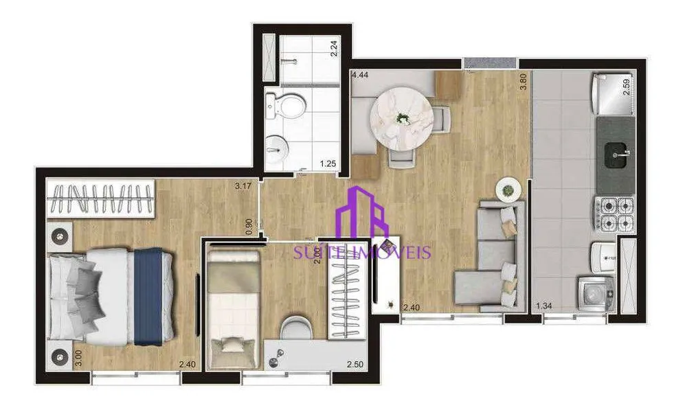 Apartamento, 2 quartos, 38 m² - Foto 1