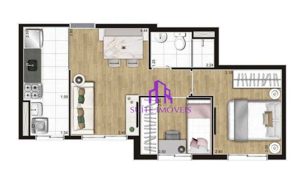 Apartamento, 2 quartos, 38 m² - Foto 2