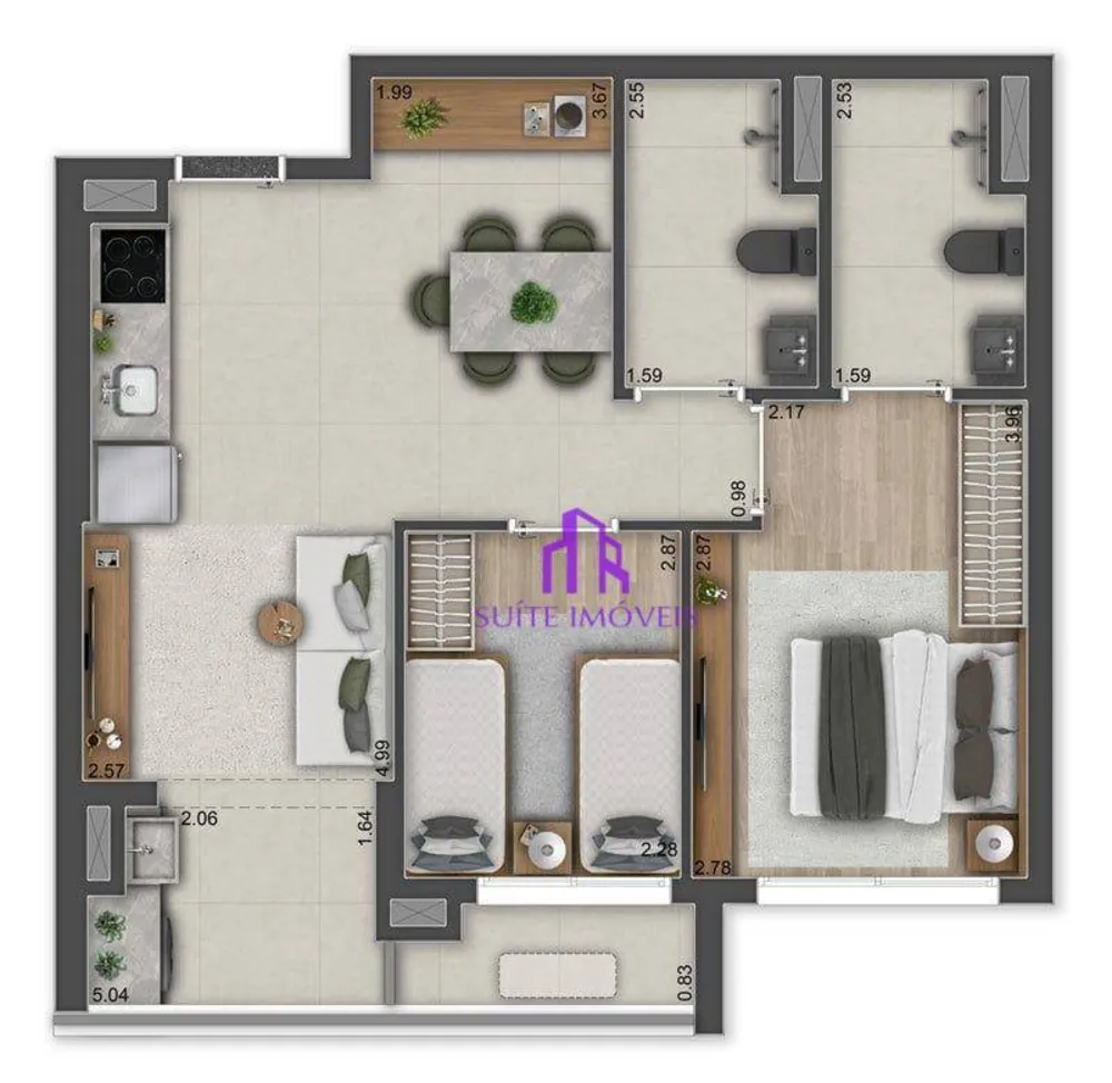 Apartamento, 2 quartos, 55 m² - Foto 2