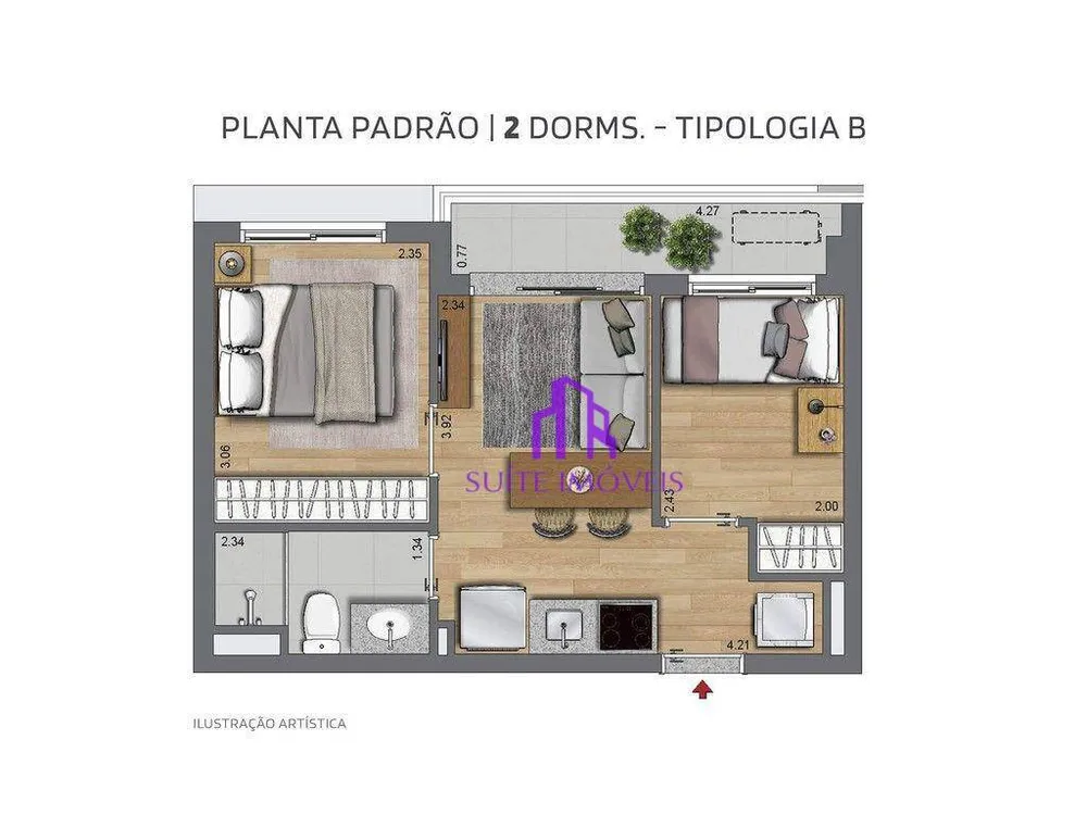 Apartamento, 2 quartos, 41 m² - Foto 2