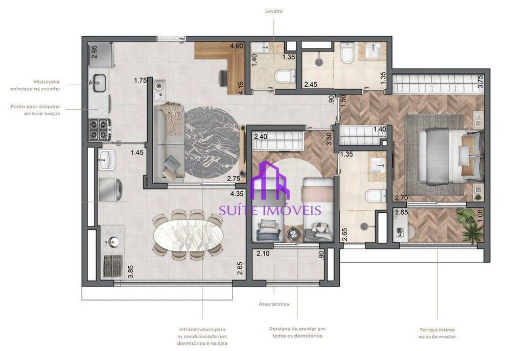 Apartamento, 3 quartos, 87 m² - Foto 2