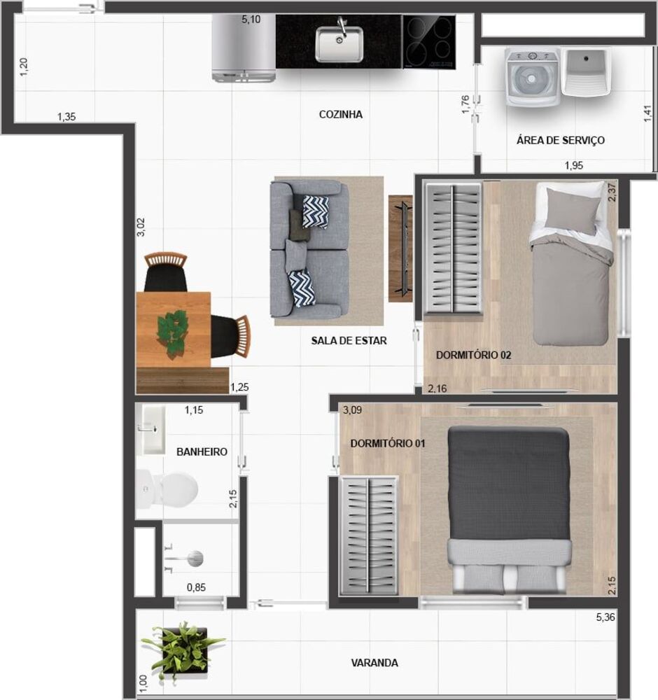 Apartamento, 1 quarto, 42 m² - Foto 3
