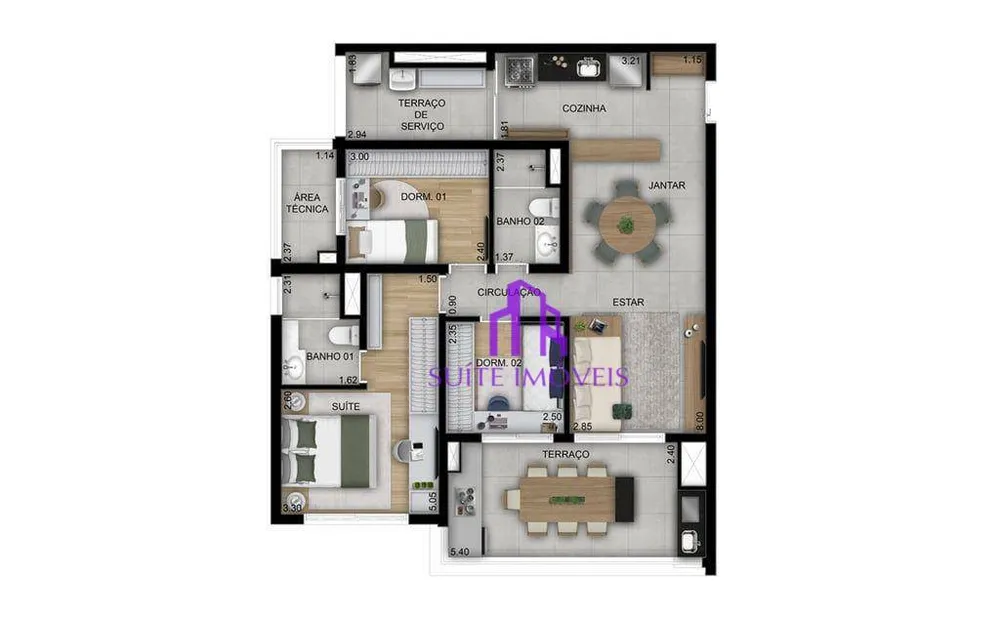 Apartamento, 3 quartos, 94 m² - Foto 2