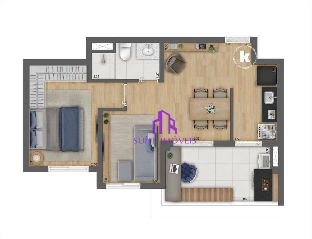 Apartamento, 2 quartos, 45 m² - Foto 3
