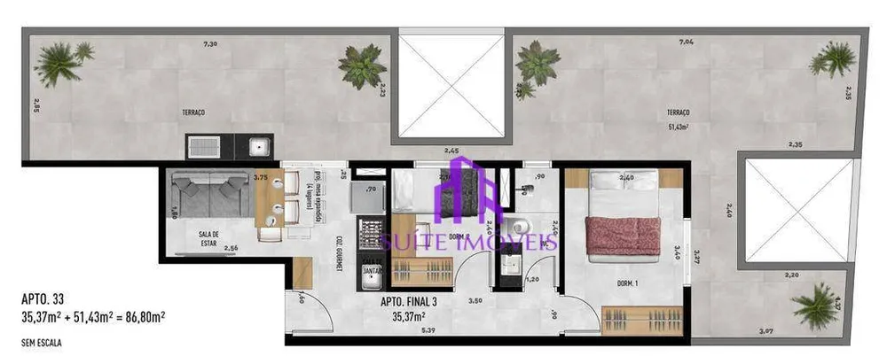 Apartamento, 2 quartos, 86 m² - Foto 1