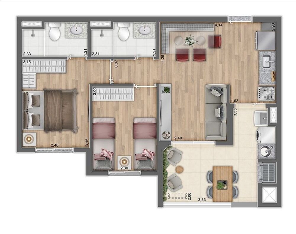 Apartamento à venda com 2 quartos, 44m² - Foto 2