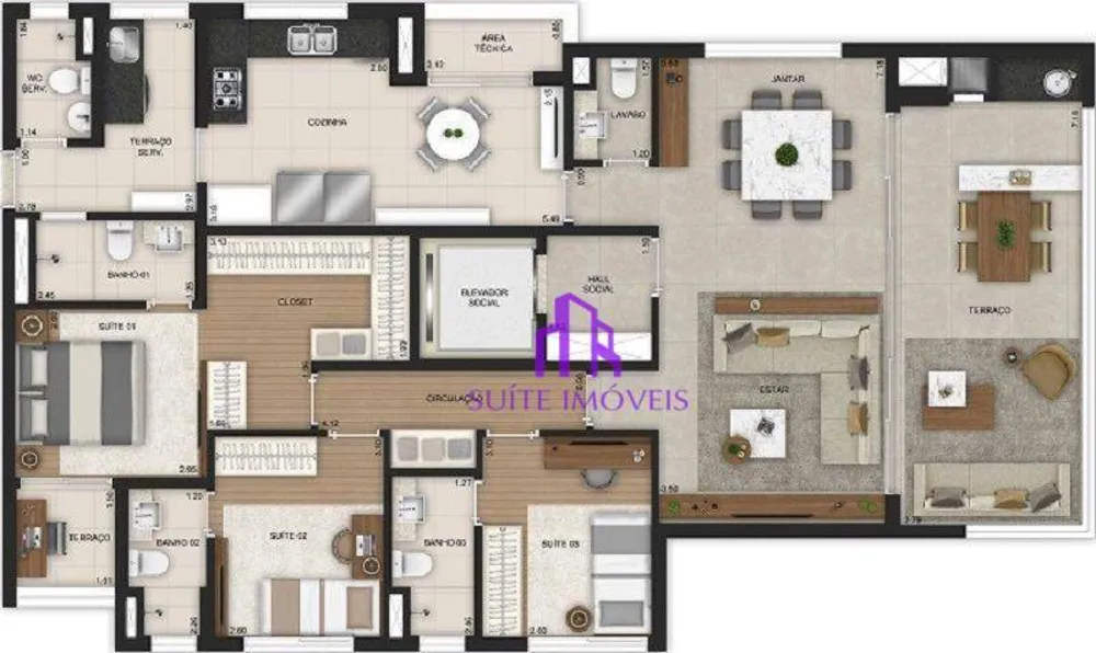 Apartamento, 3 quartos, 141 m² - Foto 1